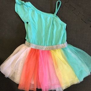 NEW Cat and Jack one shoulder rainbow sparkle tutu dress